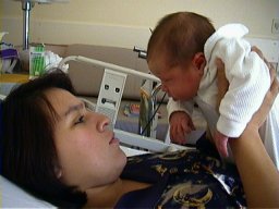 [ Mother and son before eating]
